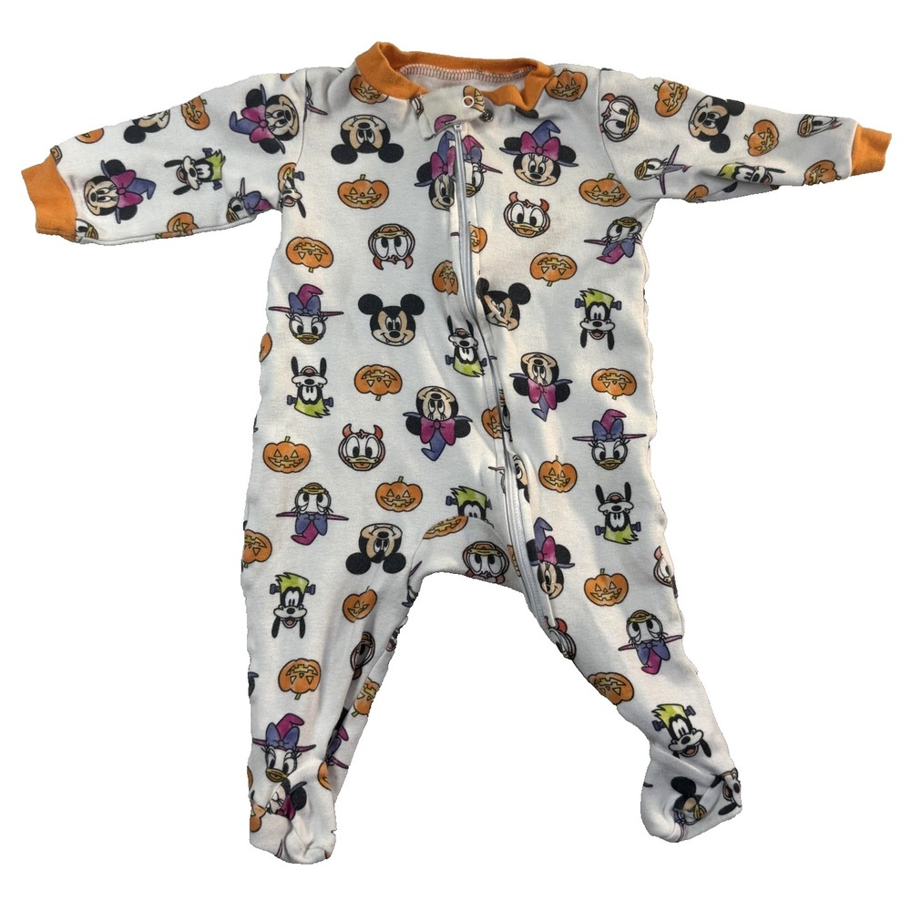 Disney Mickey Minnie Halloween Coverall Baby Girls 3-6 Months Pumpkins Kidcore